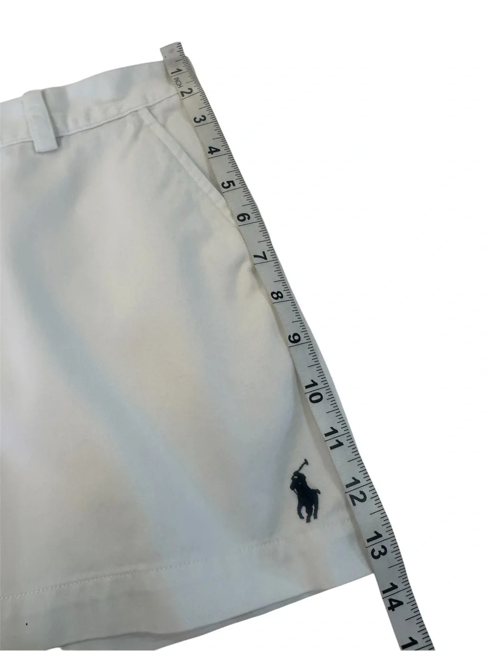 Ralph Lauren Sport White Classic Twill Chino Shorts - Size 2 Navy Pony Logo - Picture 10 of 11